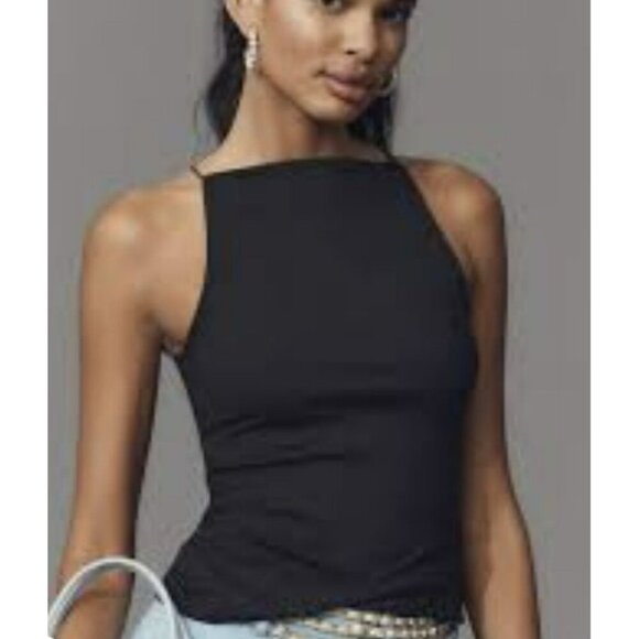 Anthropologie Maeve Black Square Neck Top NWT - Picture 1 of 4